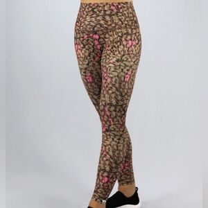 BEYOND YOGA ELECTRIC STRETCH YOGA ACTIVE LEGGINGS / PINK CHEETAH / SIZE MEDIUM